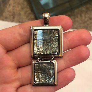 Lia Sophia Silver Green Pendant / Slide Necklace